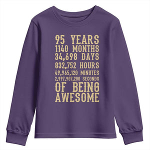 Vintage 95th Birthday Gift Youth Sweatshirt 95 Years Of Being Awesome