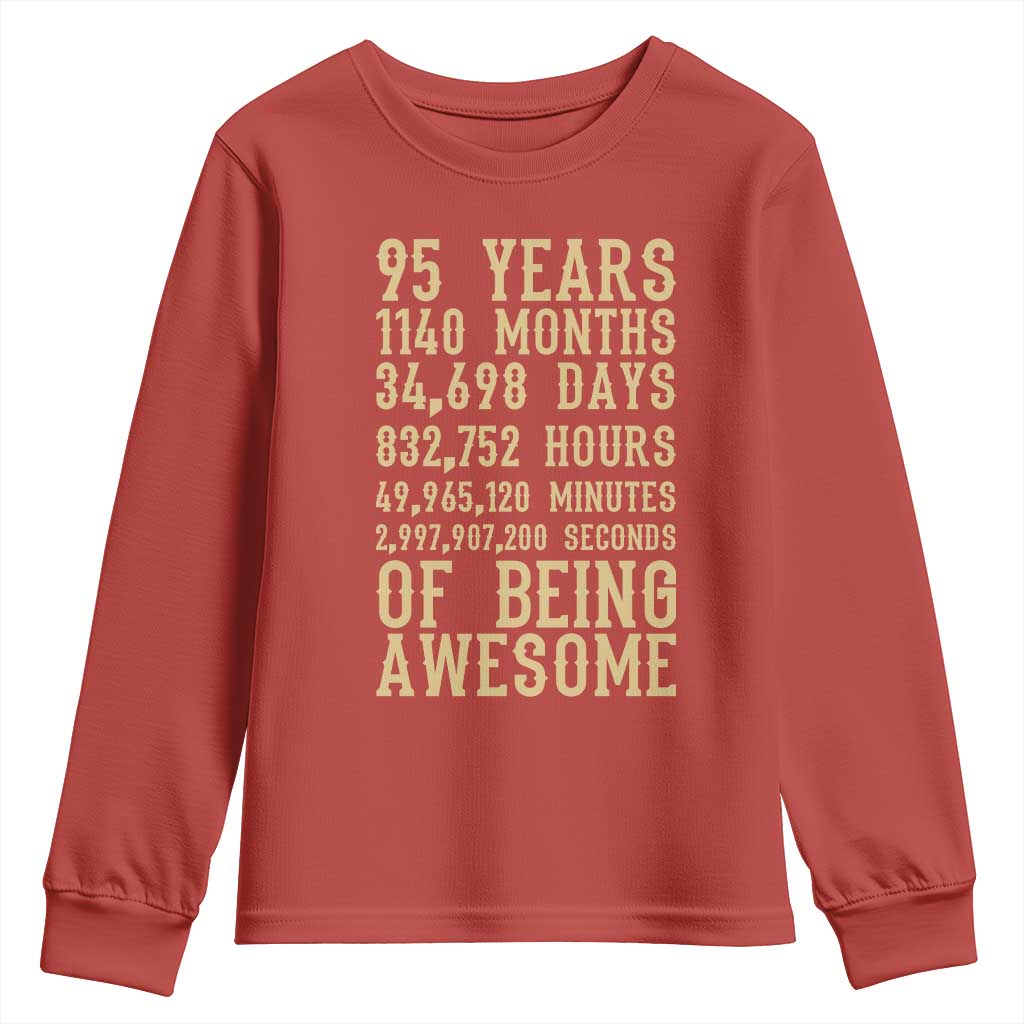 Vintage 95th Birthday Gift Youth Sweatshirt 95 Years Of Being Awesome