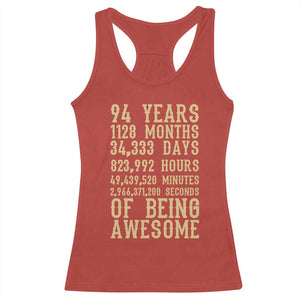 Vintage 94th Birthday Gift Racerback Tank Top 94 Years Of Being Awesome