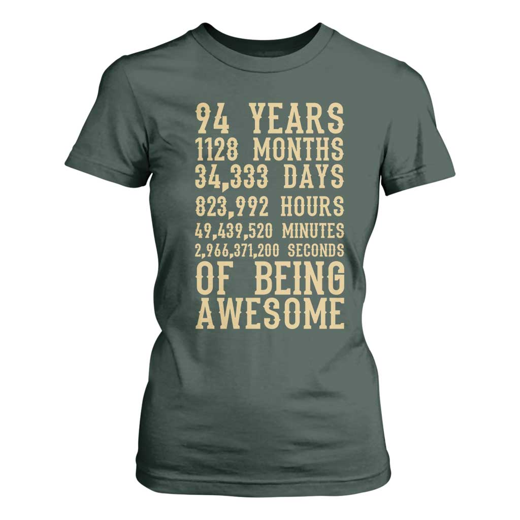 Vintage 94th Birthday Gift T Shirt For Women 94 Years Of Being Awesome