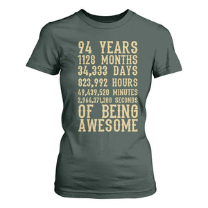 Vintage 94th Birthday Gift T Shirt For Women 94 Years Of Being Awesome