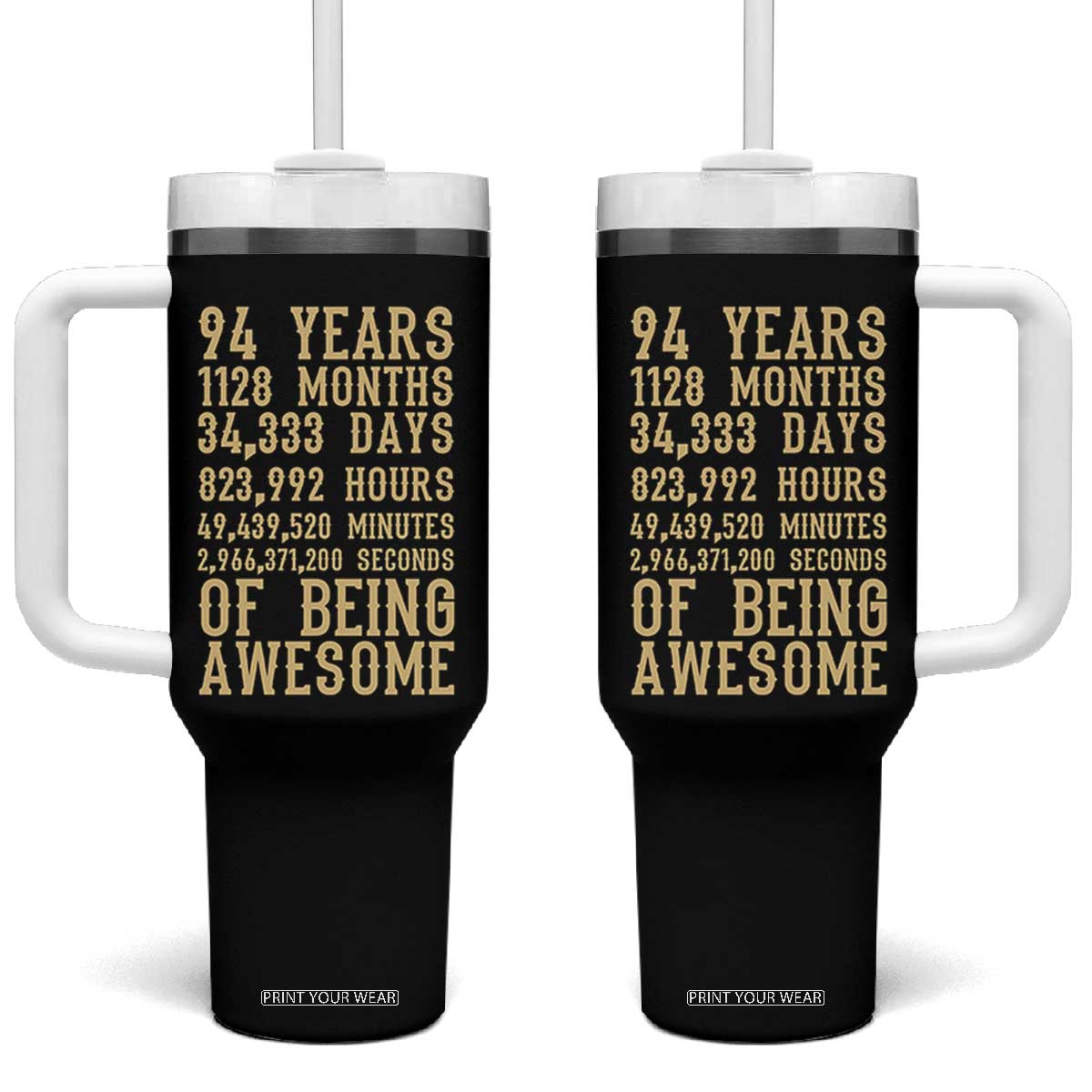 Vintage 94th Birthday Gift Tumbler With Handle 94 Years Of Being Awesome