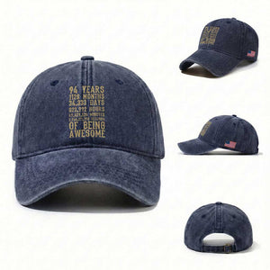 Vintage 94th Birthday Gift Washed Cotton Baseball Cap 94 Years Of Being Awesome