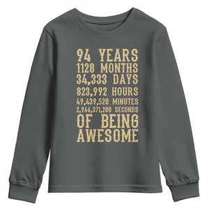 Vintage 94th Birthday Gift Youth Sweatshirt 94 Years Of Being Awesome