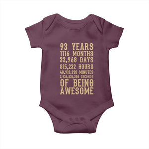 Vintage 93rd Birthday Gift Baby Onesie 93 Years Of Being Awesome