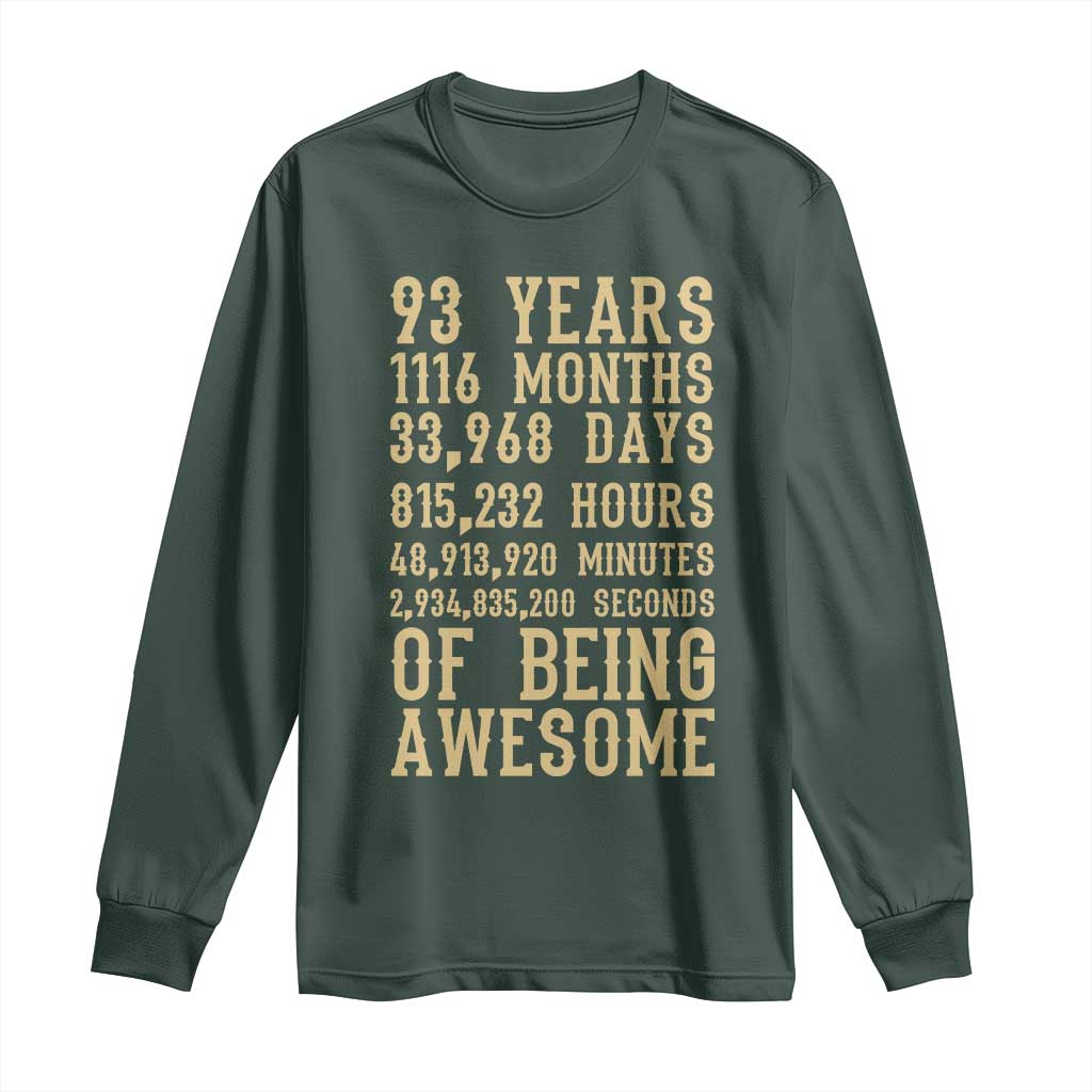 Vintage 93rd Birthday Gift Long Sleeve Shirt 93 Years Of Being Awesome