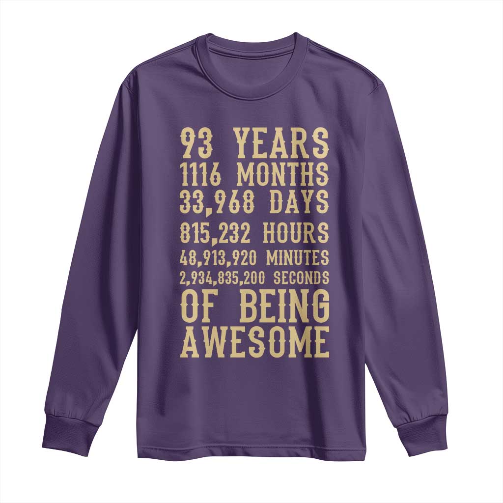 Vintage 93rd Birthday Gift Long Sleeve Shirt 93 Years Of Being Awesome