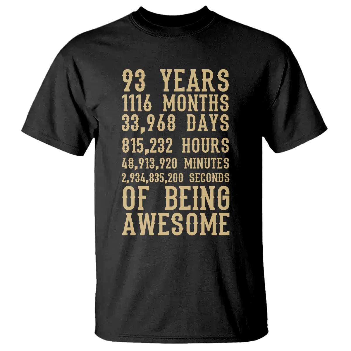 Vintage 93rd Birthday Gift T Shirt 93 Years Of Being Awesome