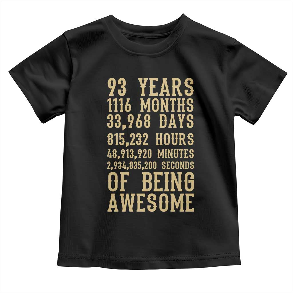 Vintage 93rd Birthday Gift Toddler T Shirt 93 Years Of Being Awesome