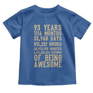 Vintage 93rd Birthday Gift Toddler T Shirt 93 Years Of Being Awesome