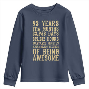 Vintage 93rd Birthday Gift Youth Sweatshirt 93 Years Of Being Awesome