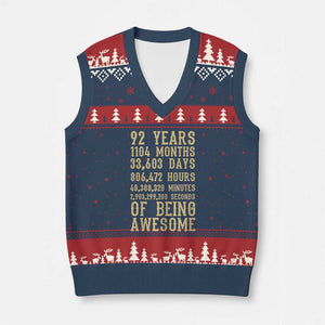 Vintage 92nd Birthday Gift V-Neck Knit Sweater Vest 92 Years Of Being Awesome