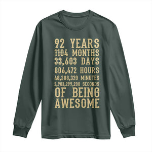 Vintage 92nd Birthday Gift Long Sleeve Shirt 92 Years Of Being Awesome