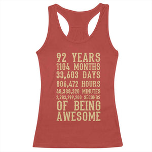Vintage 92nd Birthday Gift Racerback Tank Top 92 Years Of Being Awesome