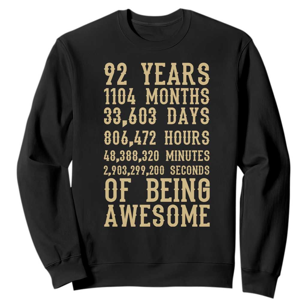 Vintage 92nd Birthday Gift Sweatshirt 92 Years Of Being Awesome