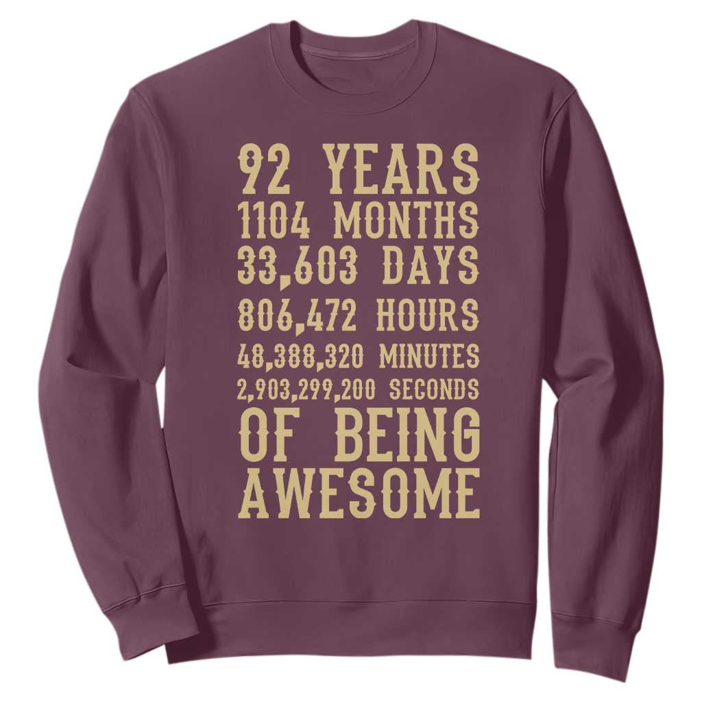 Vintage 92nd Birthday Gift Sweatshirt 92 Years Of Being Awesome