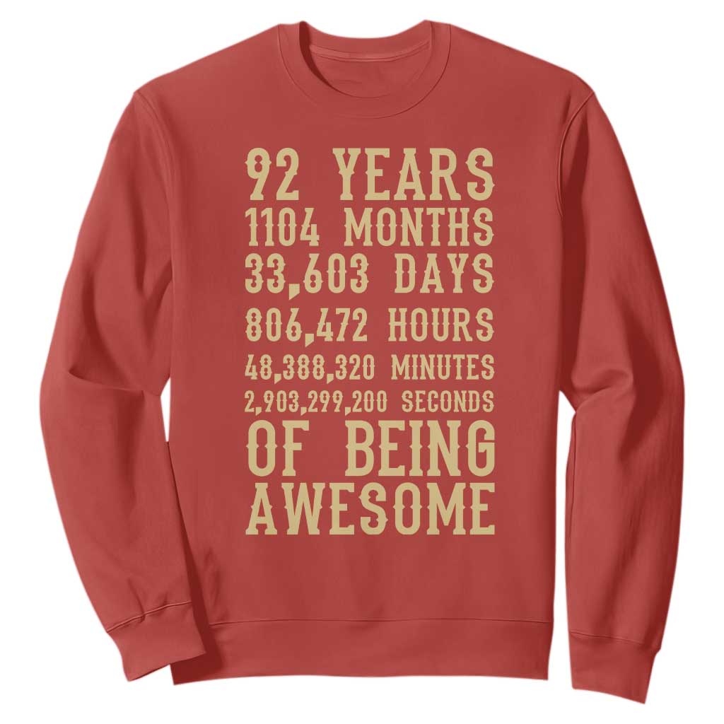 Vintage 92nd Birthday Gift Sweatshirt 92 Years Of Being Awesome