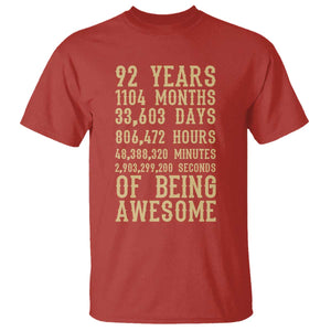 Vintage 92nd Birthday Gift T Shirt 92 Years Of Being Awesome