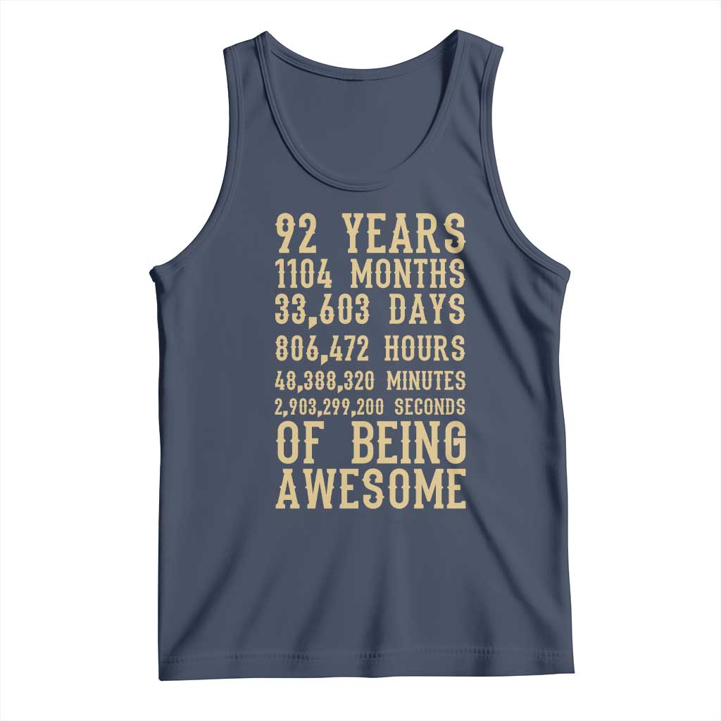 Vintage 92nd Birthday Gift Tank Top 92 Years Of Being Awesome