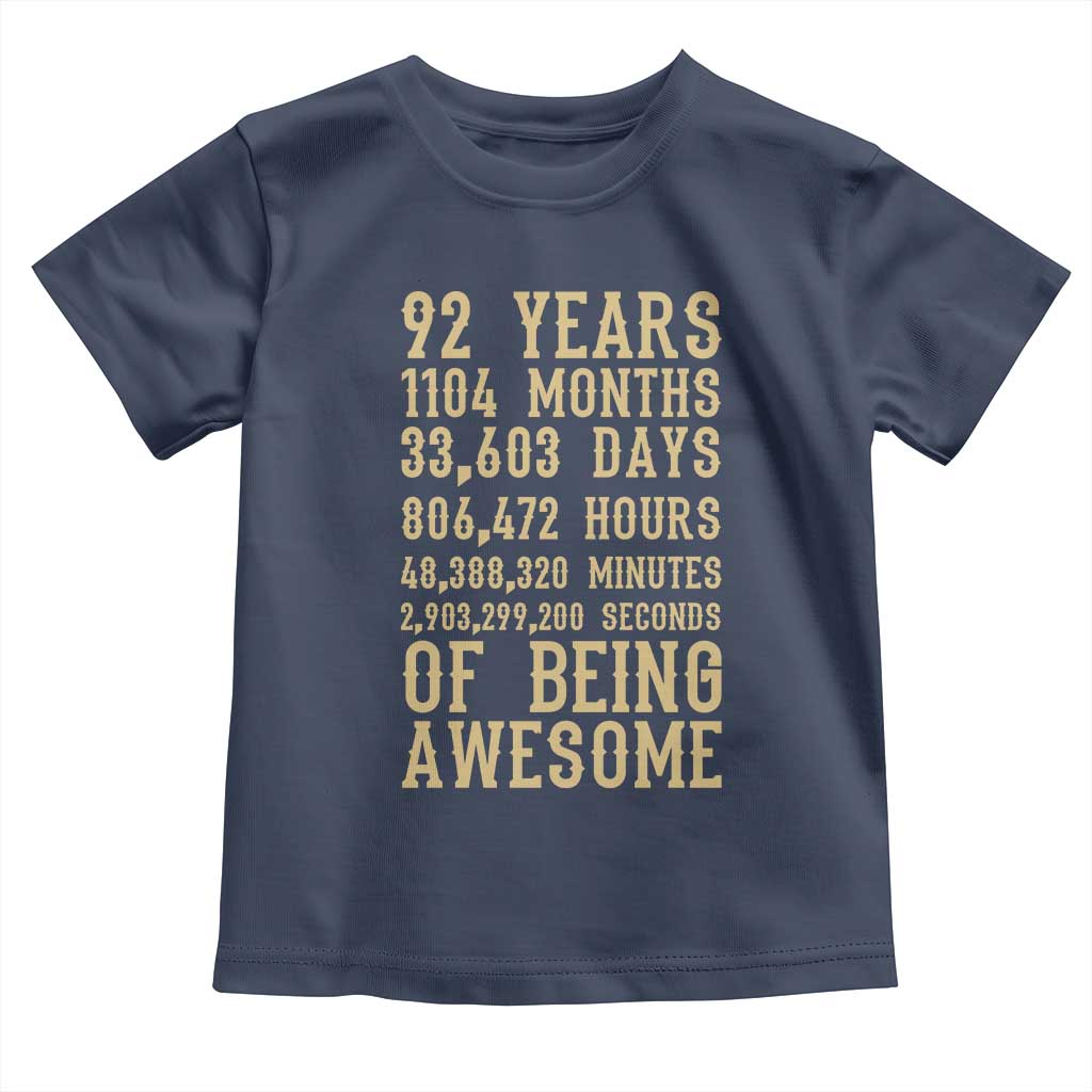 Vintage 92nd Birthday Gift Toddler T Shirt 92 Years Of Being Awesome