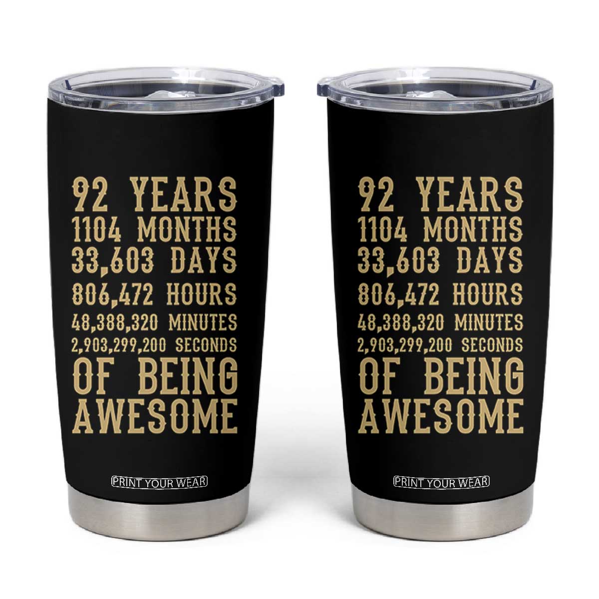 Vintage 92nd Birthday Gift Tumbler Cup 92 Years Of Being Awesome