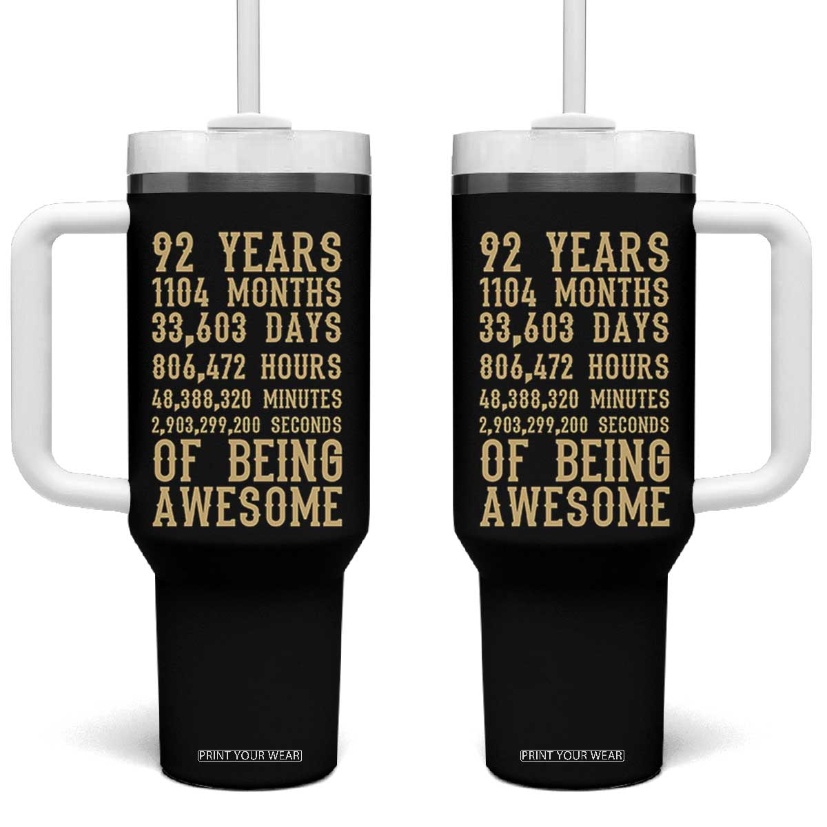 Vintage 92nd Birthday Gift Tumbler With Handle 92 Years Of Being Awesome
