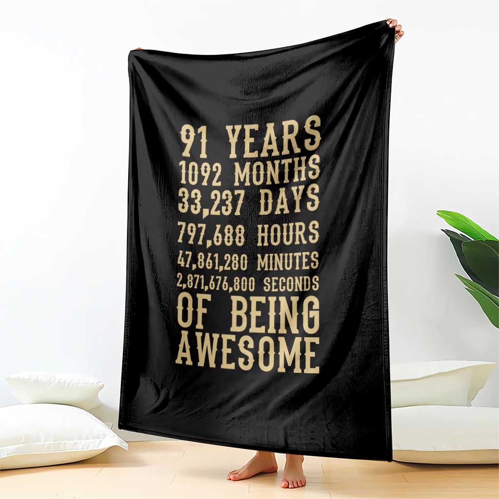 Vintage 91st Birthday Gift Throw Blanket 91 Years Of Being Awesome