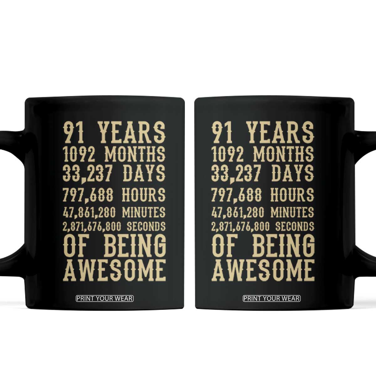 Vintage 91st Birthday Gift Coffee Mug 91 Years Of Being Awesome