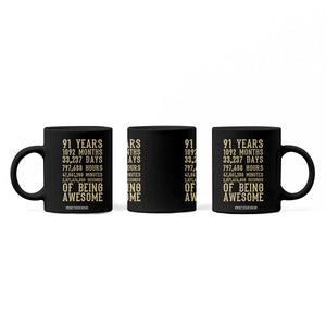 Vintage 91st Birthday Gift Coffee Mug 91 Years Of Being Awesome