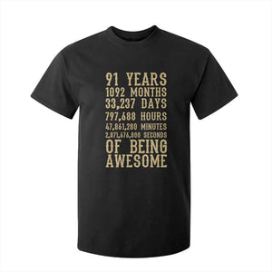 Vintage 91st Birthday Gift T Shirt For Kid 91 Years Of Being Awesome