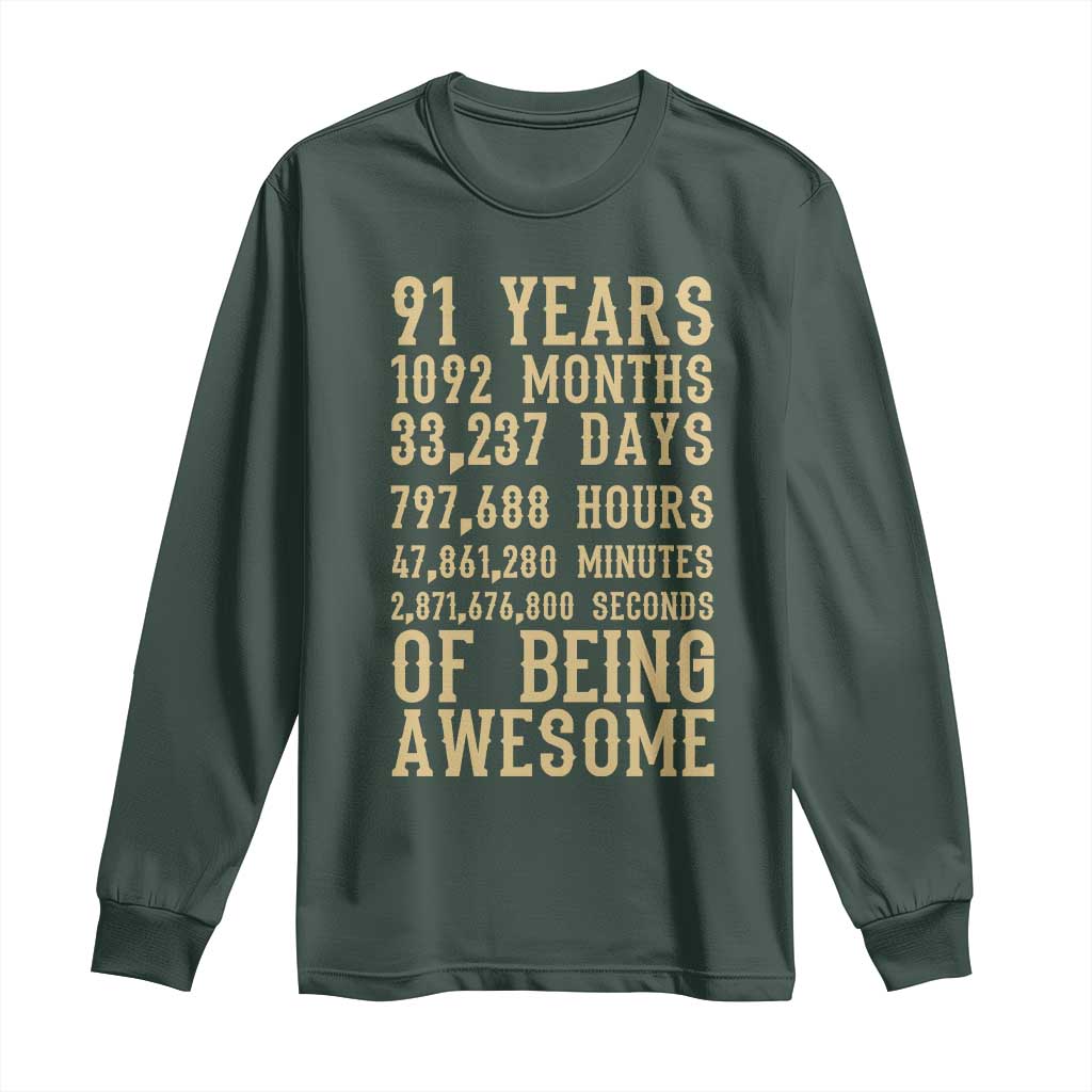Vintage 91st Birthday Gift Long Sleeve Shirt 91 Years Of Being Awesome