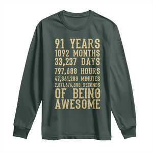 Vintage 91st Birthday Gift Long Sleeve Shirt 91 Years Of Being Awesome