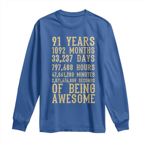 Vintage 91st Birthday Gift Long Sleeve Shirt 91 Years Of Being Awesome