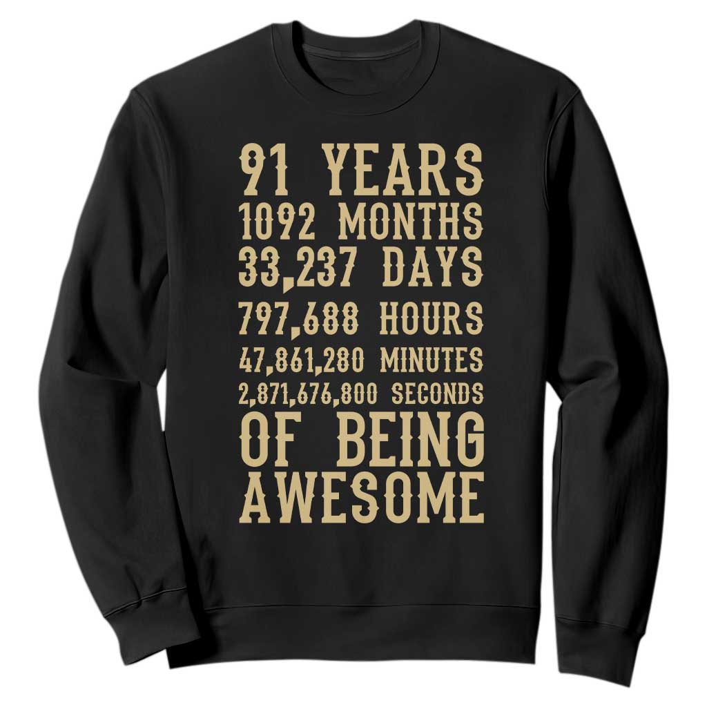 Vintage 91st Birthday Gift Sweatshirt 91 Years Of Being Awesome