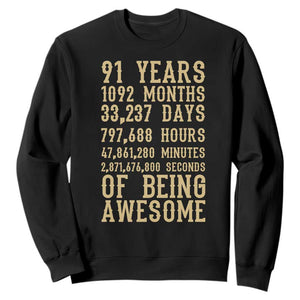 Vintage 91st Birthday Gift Sweatshirt 91 Years Of Being Awesome