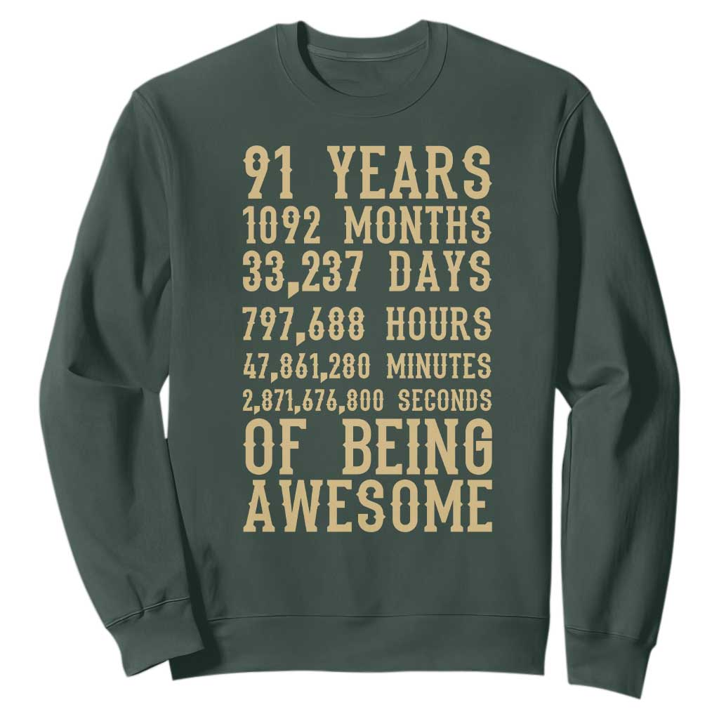 Vintage 91st Birthday Gift Sweatshirt 91 Years Of Being Awesome