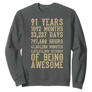 Vintage 91st Birthday Gift Sweatshirt 91 Years Of Being Awesome