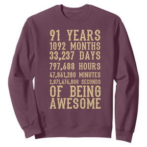 Vintage 91st Birthday Gift Sweatshirt 91 Years Of Being Awesome