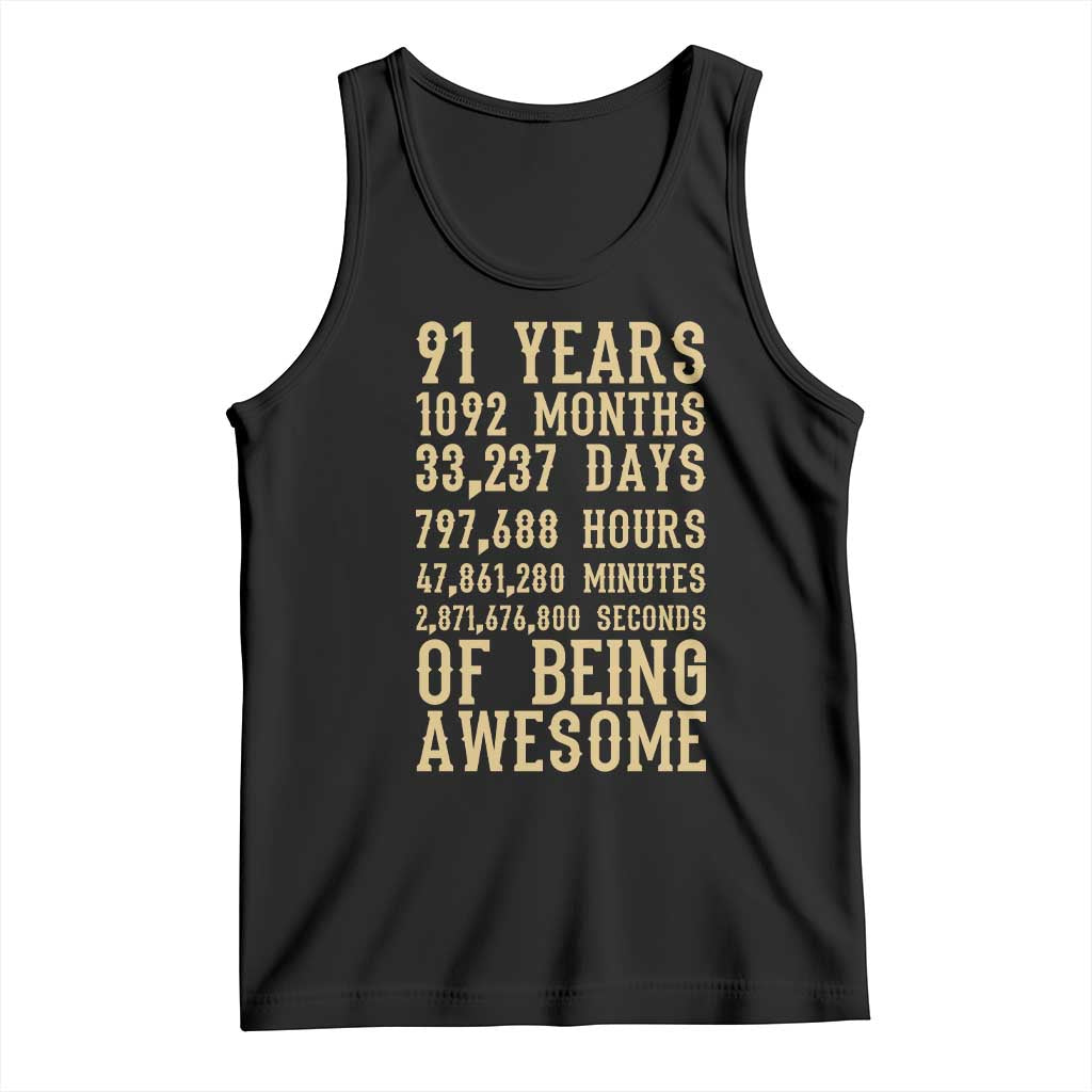 Vintage 91st Birthday Gift Tank Top 91 Years Of Being Awesome