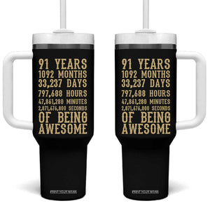 Vintage 91st Birthday Gift Tumbler With Handle 91 Years Of Being Awesome