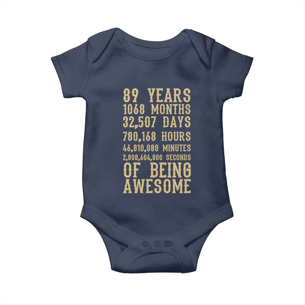 Vintage 89th Birthday Gift Baby Onesie 89 Years Of Being Awesome