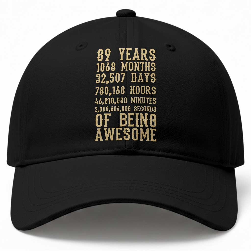 Vintage 89th Birthday Gift Baseball Cap 89 Years Of Being Awesome