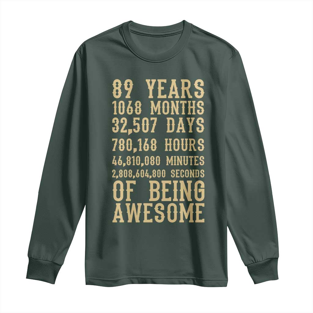 Vintage 89th Birthday Gift Long Sleeve Shirt 89 Years Of Being Awesome