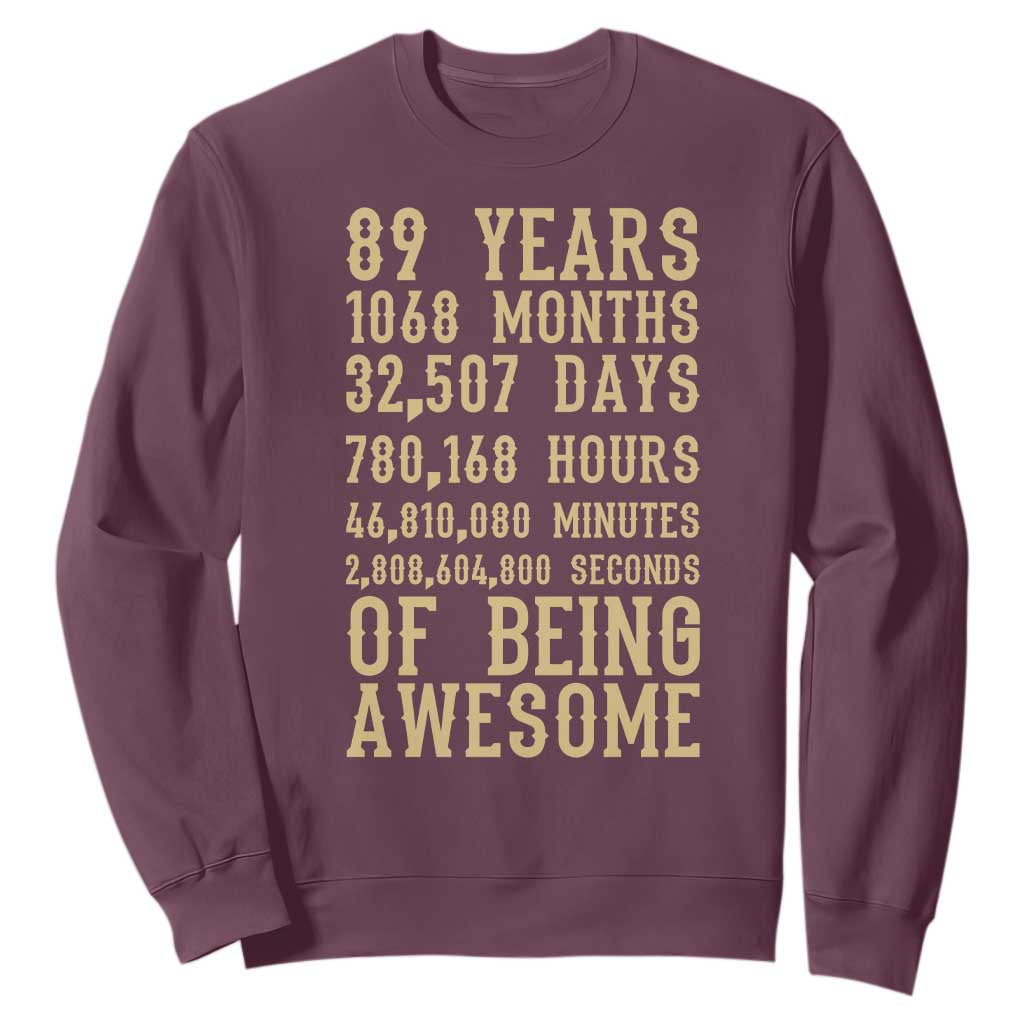Vintage 89th Birthday Gift Sweatshirt 89 Years Of Being Awesome