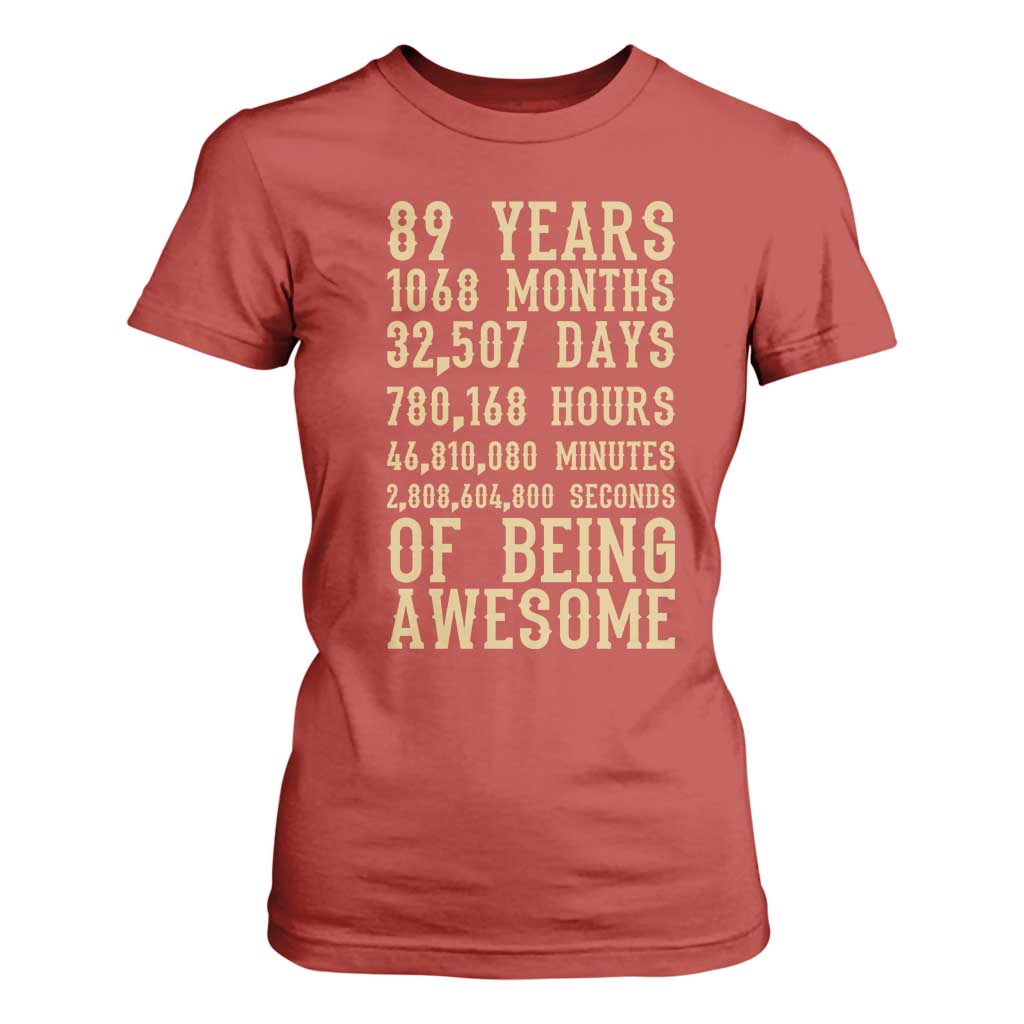 Vintage 89th Birthday Gift T Shirt For Women 89 Years Of Being Awesome