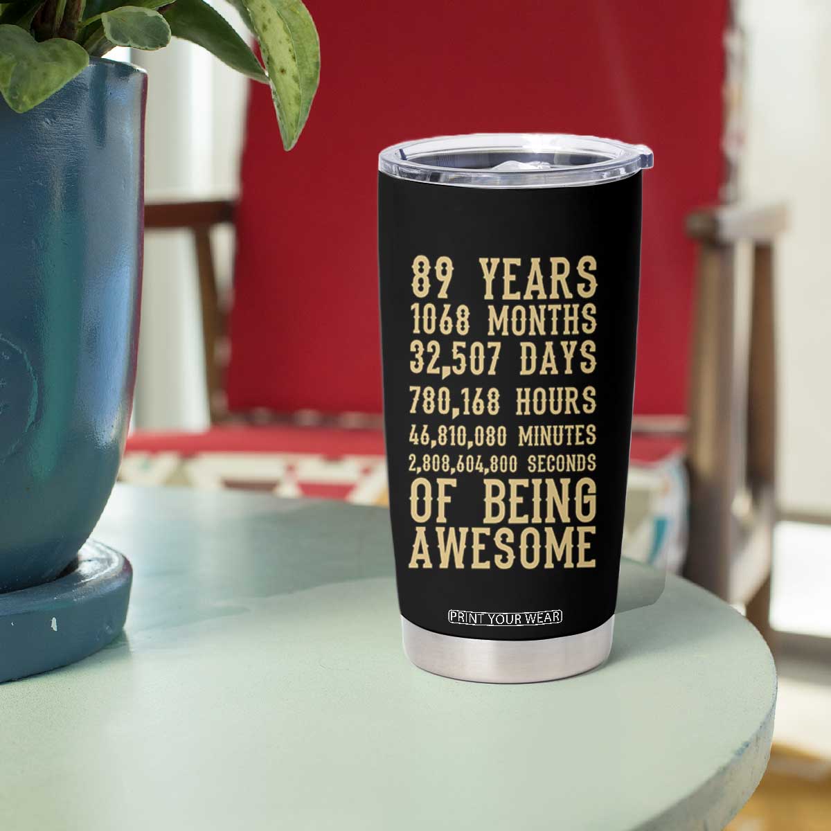 Vintage 89th Birthday Gift Tumbler Cup 89 Years Of Being Awesome