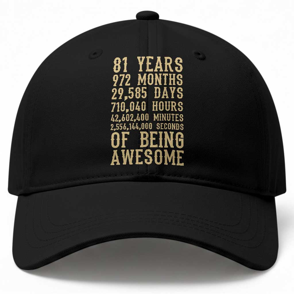 Vintage 81st Birthday Gift Baseball Cap 81 Years Of Being Awesome