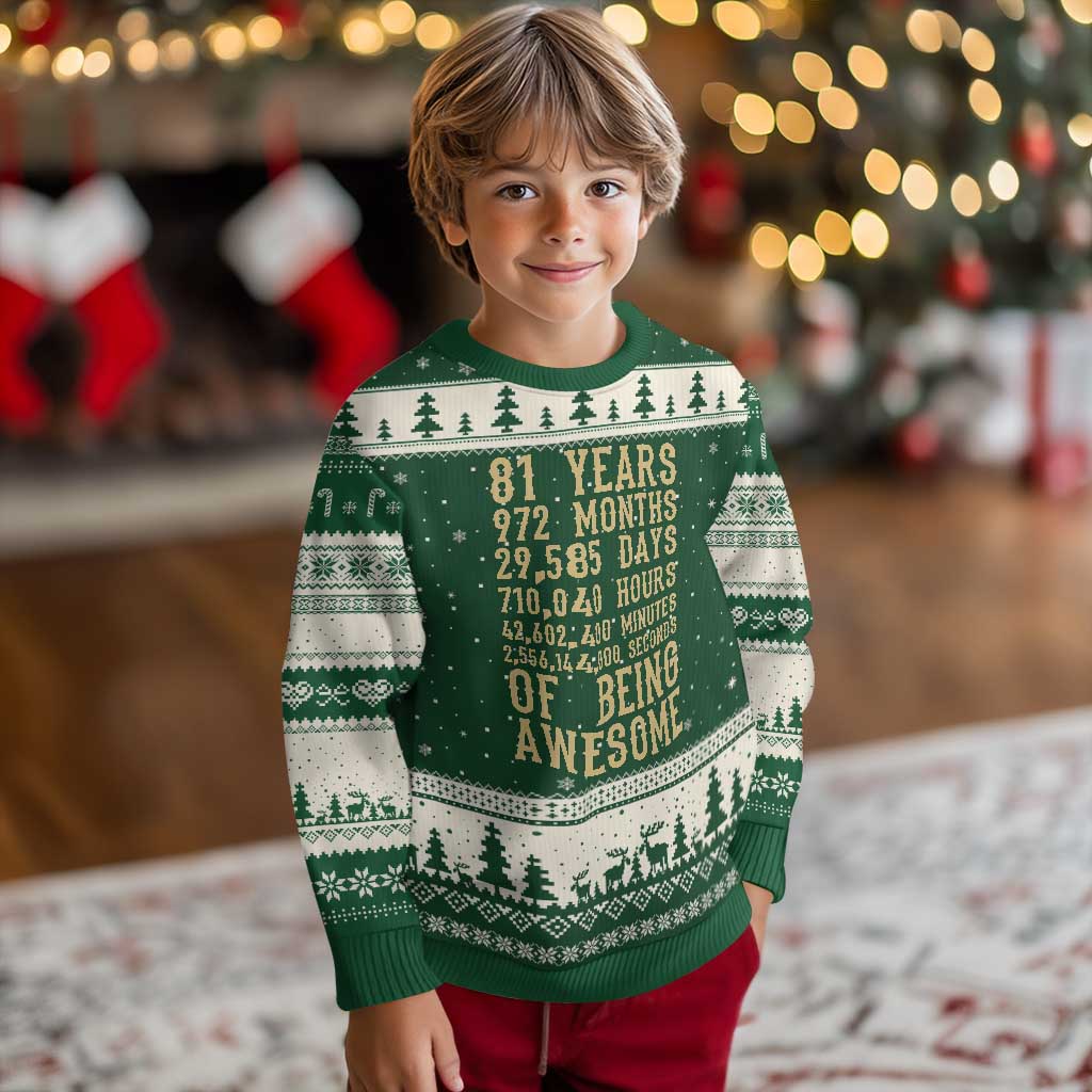 Vintage 81st Birthday Gift Ugly Christmas Sweater 81 Years Of Being Awesome