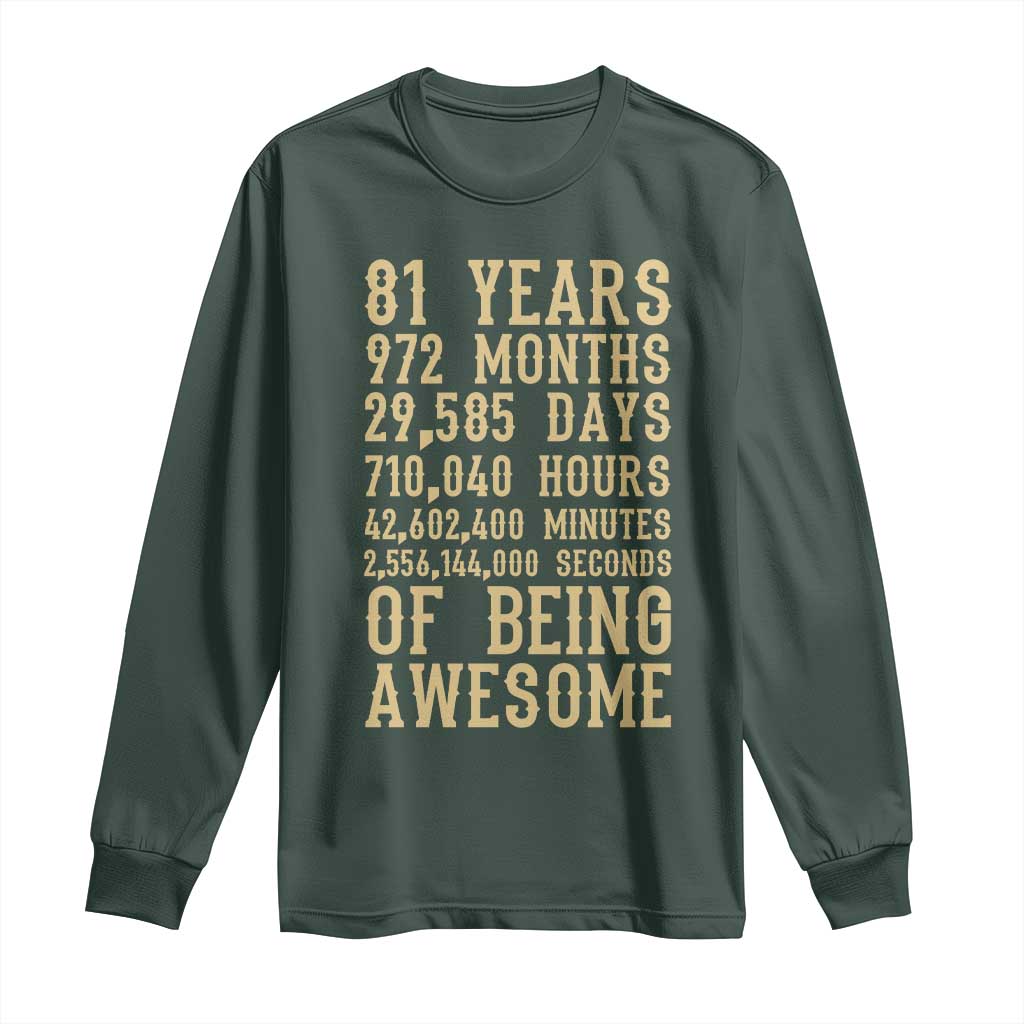 Vintage 81st Birthday Gift Long Sleeve Shirt 81 Years Of Being Awesome