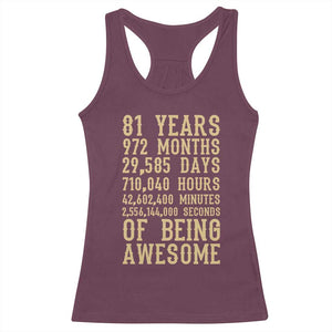 Vintage 81st Birthday Gift Racerback Tank Top 81 Years Of Being Awesome